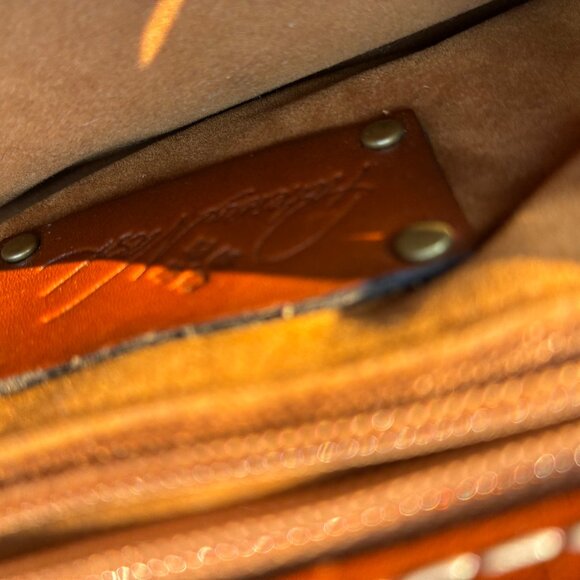 Patricia Nash Tooled Embossed Brown Leather Handbag - Picture 7 of 10